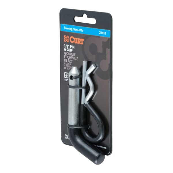 CURT 1/2" Hitch Pin (1-1/4" Receiver, Zinc with Rubber Grip, Packaged) - 21411