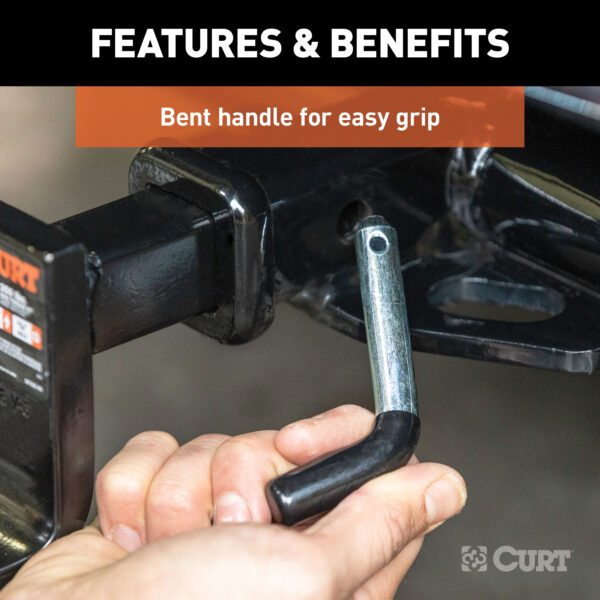 CURT 1/2" Hitch Pin (1-1/4" Receiver, Zinc with Rubber Grip, Packaged) - 21411 - Image 4
