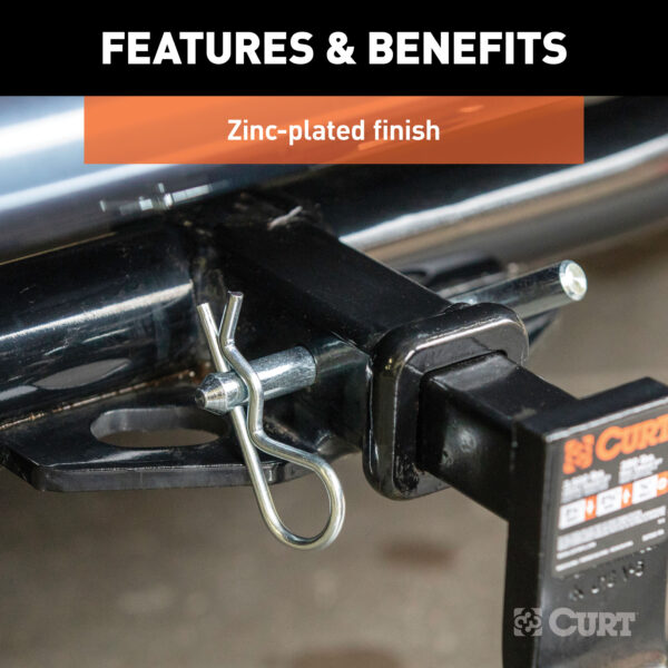 CURT 1/2" Hitch Pin with 5/8" Adapter (1-1/4" or 2" Receiver, Zinc, Packaged) - 21502 - Image 5