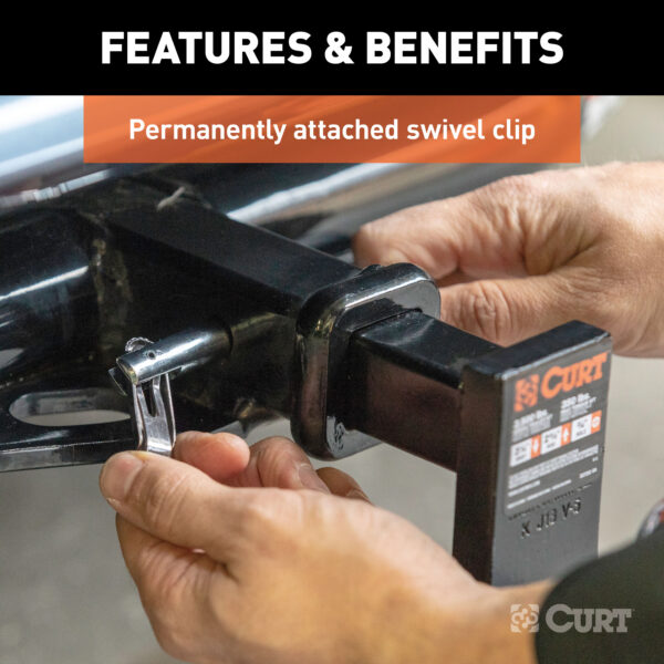 CURT 1/2" Swivel Hitch Pin (1-1/4" Receiver, Chrome, Packaged) - 21541 - Image 3