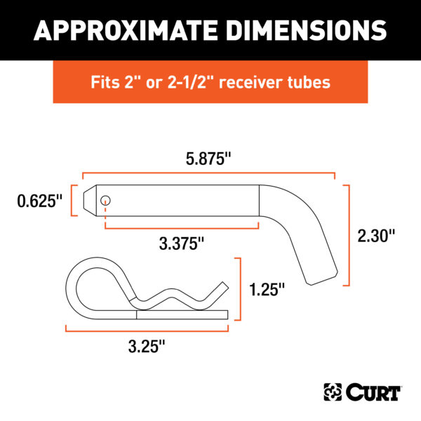 CURT 5/8" Hitch Pin (2" or 2-1/2" Receiver, Zinc, Packaged) - 21581 - Image 6
