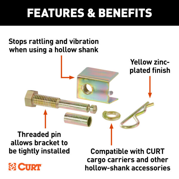 CURT Anti-Rattle Hitch Pin and Shim (Fits 2" Receiver with 5/8" Hole) - 22323 - Image 2