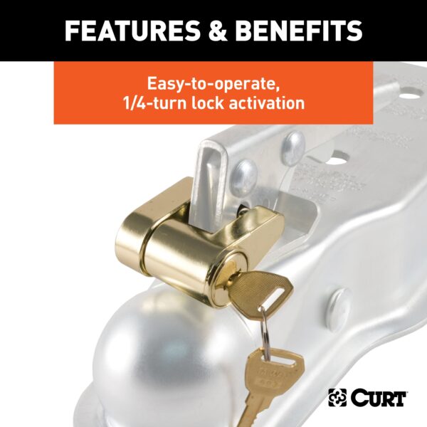 CURT Coupler Lock (1/4" Pin, 3/4" Latch Span, Padlock, Brass-Plated) - 23022 - Image 4