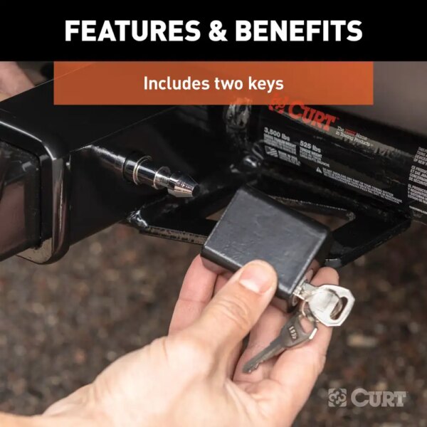 1/2" HITCH LOCK WITH 5/8" ADAPTER (1-1/4" OR 2" RECEIVER, DEADBOLT, CHROME) - Image 7