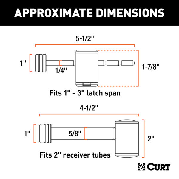 CURT Right-Angle Hitch & Coupler Lock Set (2" Receiver, 1" to 3" Latch) - 23505 - Image 10