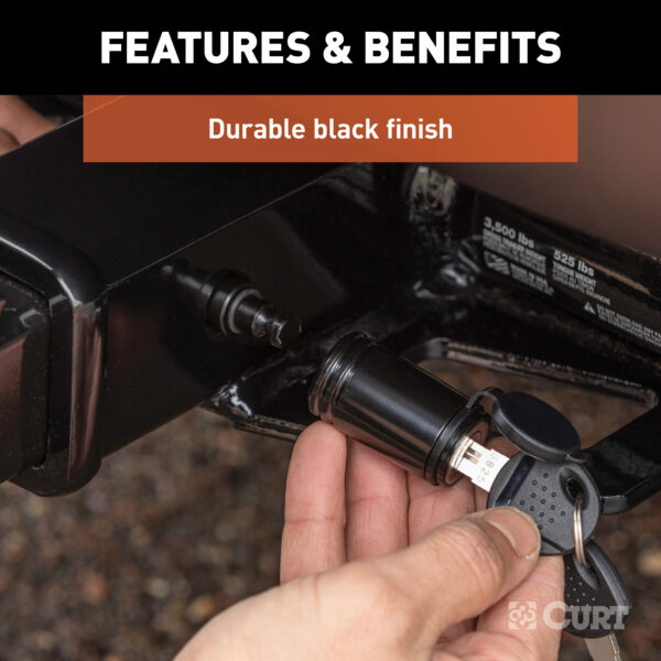 CURT 5/8" Hitch Lock (2" Receiver, Barbell, Black) - 23518 - Image 5