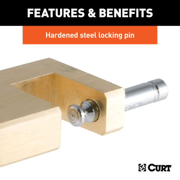 CURT Coupler Lock (1/4" Pin, 3/4" Latch Span, Padlock, Solid Brass) - 23546 - Image 5