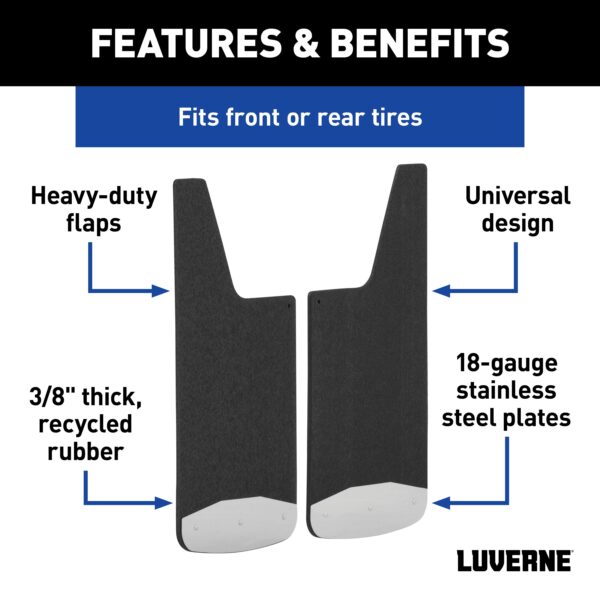 Luverne Universal Front or Rear 12" x 23" Textured Rubber Mud Guards (2 Flaps) - Image 3