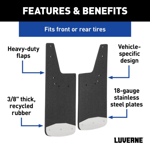 Luverne Front or Rear 12" x 23" Rubber Mud Guards, Select Silverado, Sierra (2 Flaps) - Image 3