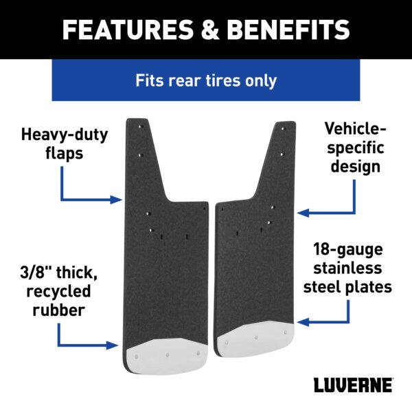 Luverne Rear 12" x 23" Rubber Mud Guards, Select Chevrolet Silverado 1500 (2 Flaps) - Image 3