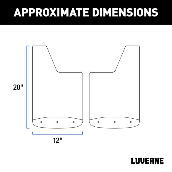 Luverne Front 12" x 20" Textured Rubber Mud Guards, Select Ford Ranger (2 Flaps) - Image 2