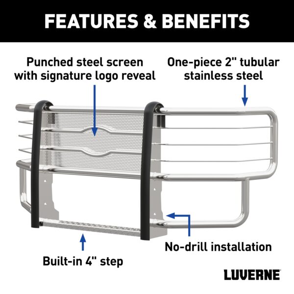 Luverne Prowler Max Polished Stainless Grille Guard (No Brackets) - Image 5