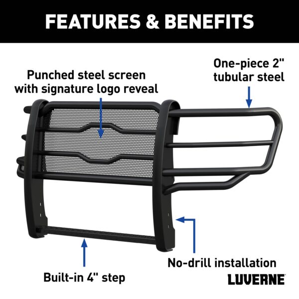 Luverne Prowler Max Black Steel Grille Guard, Select Ford F-250 to F-550 Super Duty - Image 4