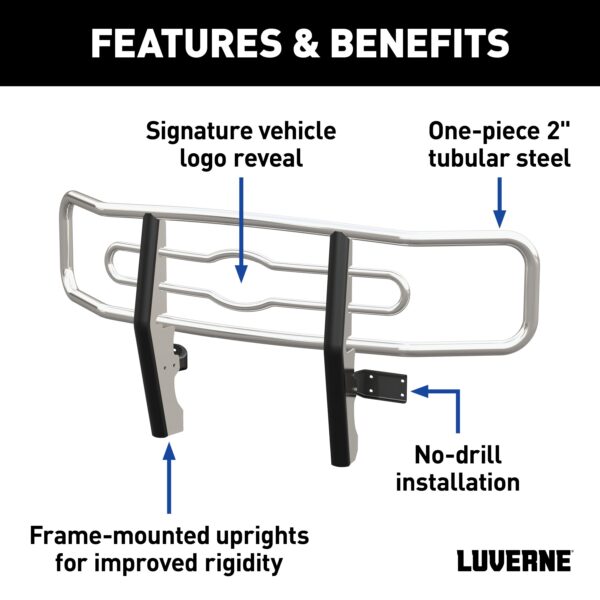 Luverne Chrome Steel 2" Tubular Grille Guard, Select Silverado, Sierra 2500, 3500 HD - Image 4