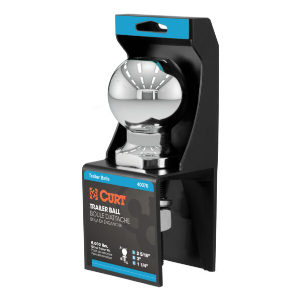 CURT 2-5/16" Trailer Ball (1-1/4" x 3" Shank, 6,000 lbs., Chrome, Packaged) - 40076