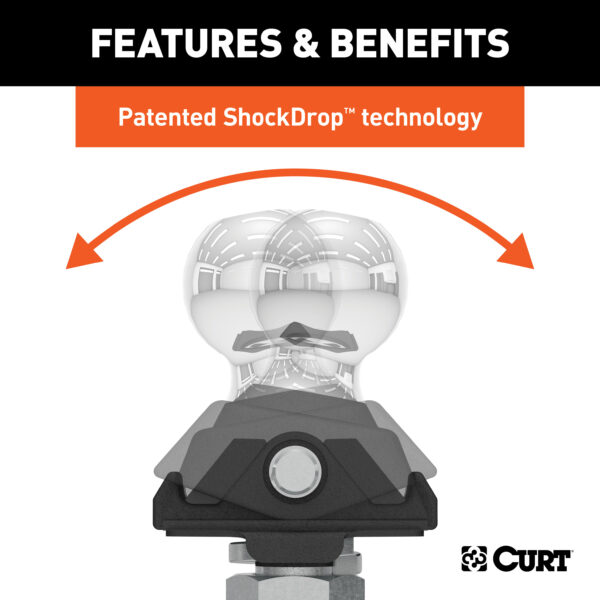 CURT RockerBall Cushion Hitch with 2" Ball (2" Shank, 7,500 lbs., 3" Drop) - 45143 - Image 3
