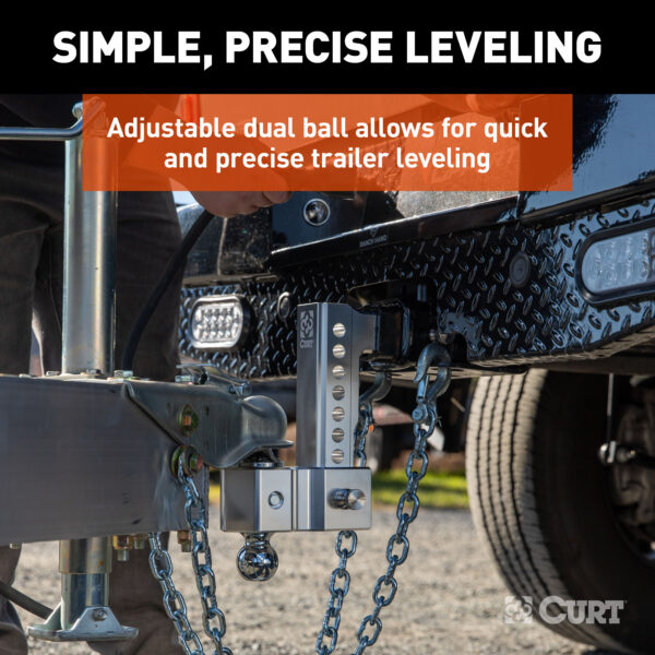 CURT AlumaLite Adjustable Aluminum Hitch with Dual Ball, 7-1/2" Drop - 45365 - Image 3