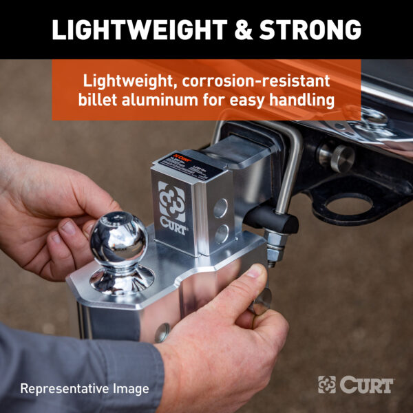 CURT AlumaLite Adjustable Aluminum Hitch with Dual Ball, 7-1/2" Drop - 45365 - Image 4