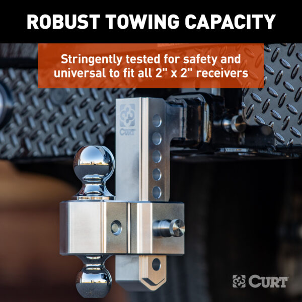 CURT AlumaLite Adjustable Aluminum Hitch with Dual Ball, 7-1/2" Drop - 45365 - Image 5