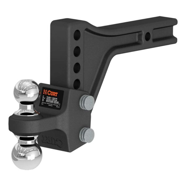 ADJUSTABLE TRAILER HITCH BALL MOUNT WITH DUAL BALL, 2" SHANK, 15K