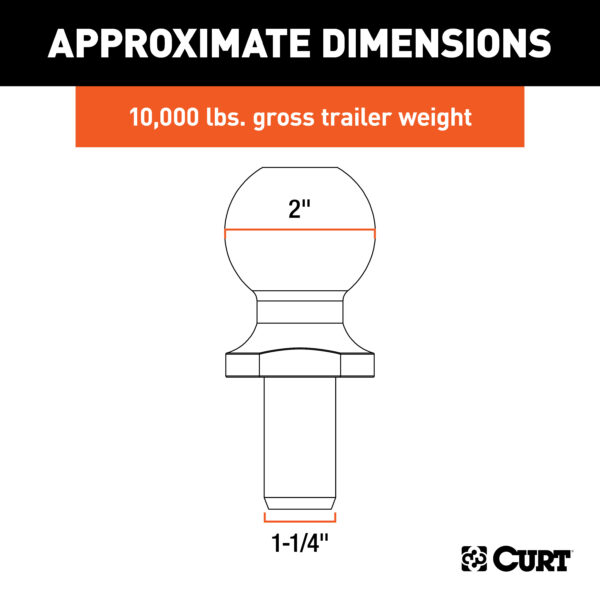 CURT Replacement SecureLatch 2" Pintle Ball (10,000 lbs, 1-1/4" Shank) - 48420 - Image 4