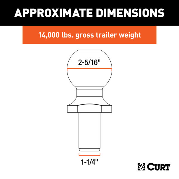 CURT Replacement SecureLatch 2-5/16" Pintle Ball (14,000 lbs, 1-1/4" Shank) - 48430 - Image 4
