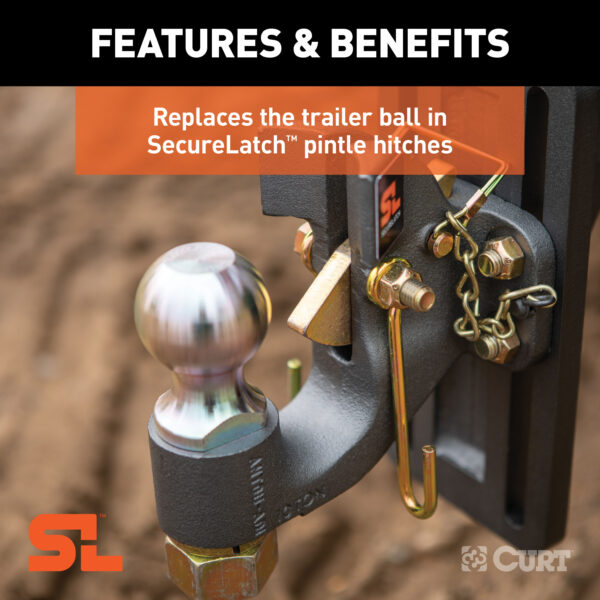 CURT Replacement SecureLatch 2-5/16" Pintle Ball (14,000 lbs, 1-1/4" Shank) - 48430 - Image 3