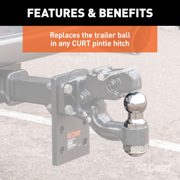CURT Replacement 1-7/8" Pintle Ball (6,000 lbs., 1-1/4" Shank) - 48810 - Image 3