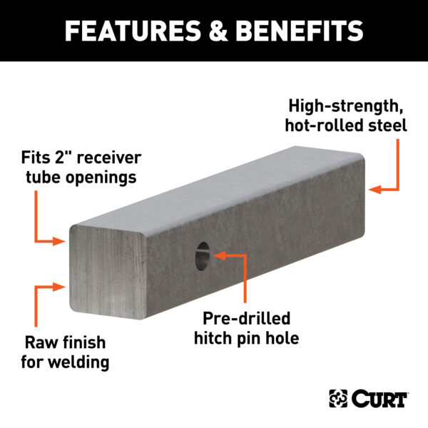 CURT 2" x 10" Raw Steel Hitch Bar - 49529 - Image 2