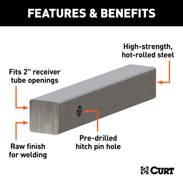 CURT 2" x 12" Raw Steel Hitch Bar - 49530 - Image 2