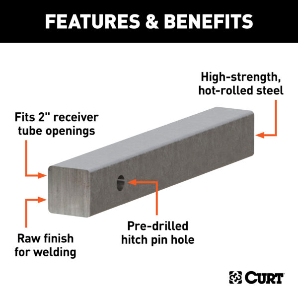 CURT 2" x 14" Raw Steel Hitch Bar - 49531 - Image 2