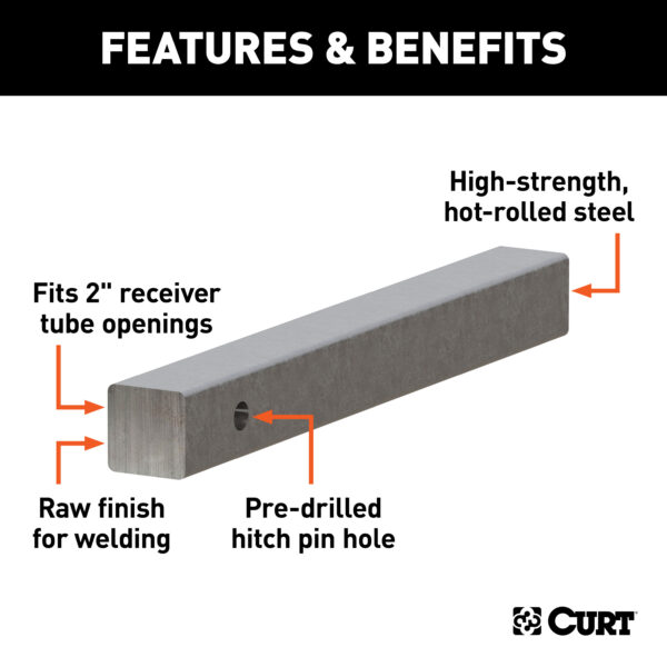 CURT 2" x 18" Raw Steel Hitch Bar - 49533 - Image 2