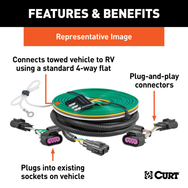 CURT Custom RV Wiring Harness, ord F-250, F-350 (2020-2022) with Backup Sensors - 52102 - Image 2