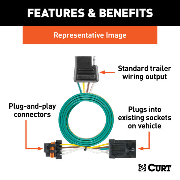 CURT Custom Wiring Harness, 4-Way Flat Output, Select Ford F-250, F-350 Super Duty - 56032 - Image 2