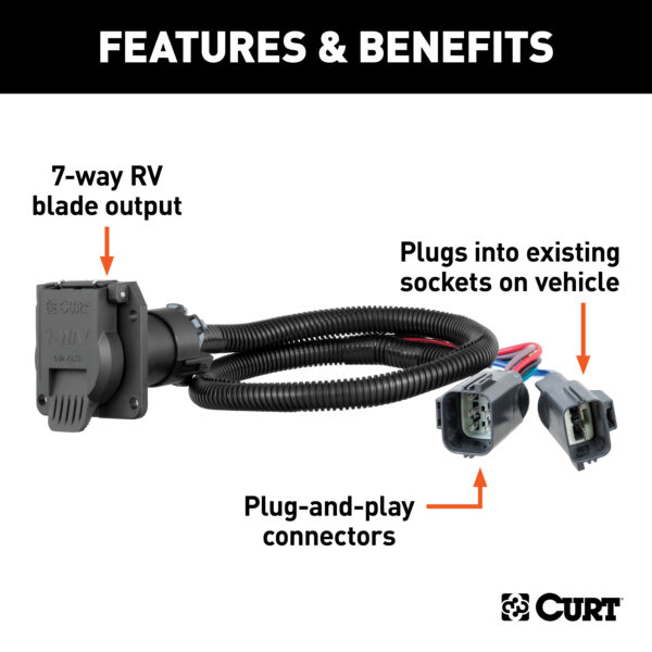 CURT Custom Wiring, 7-Way RV Blade, Select Ford F-250, F-350, F-450, F-550, F-650 - 56443 - Image 2