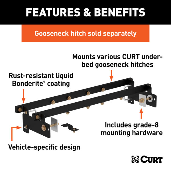 CURT Double Lock Gooseneck Installation Brackets, Select Silverado, Sierra 1500 - 60632 - Image 2