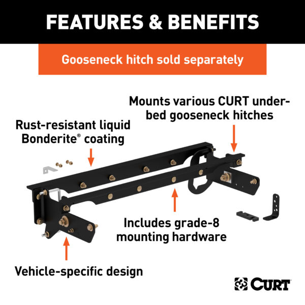 CURT Under-Bed Gooseneck Installation Brackets, Select Ford F-250, F-350, F-450 - 60644 - Image 2