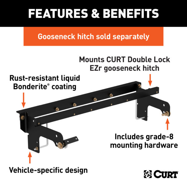 CURT Double Lock EZr Gooseneck Install Brackets, Select Silverado, Sierra 2500, 3500 - 60648 - Image 2