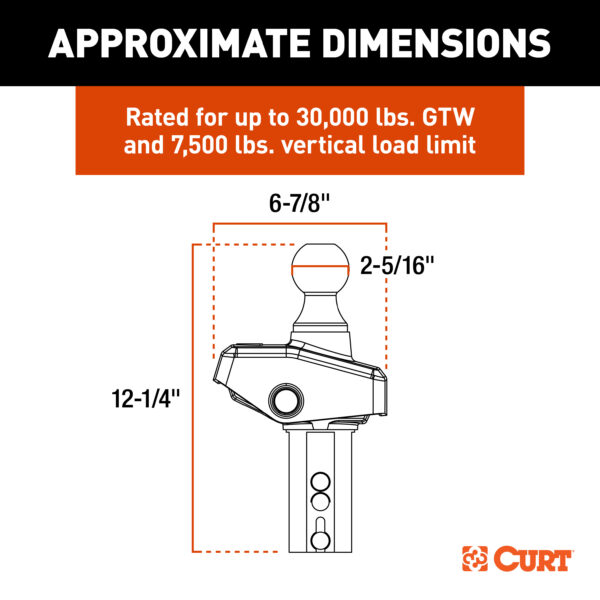 CURT RockerBall 2-5/16" Cushion Hitch Gooseneck Ball - 60654 - Image 8