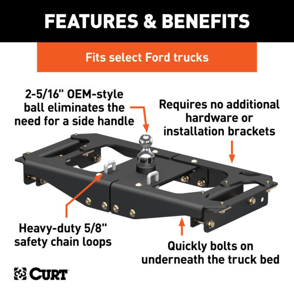 CURT OEM-Style Gooseneck Hitch, Select Ford F-250, F-350, F-450 Super Duty - 60702 - Image 2