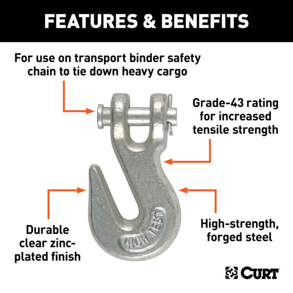 CURT 1/4" Clevis Grab Hook (2,600 lbs, 3/8" Pin) - 81330 - Image 2