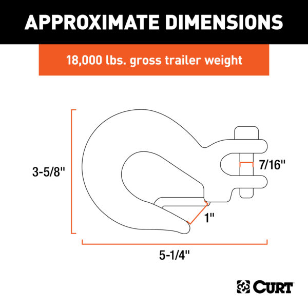 CURT 3/8" Safety Latch Clevis Hook (18,000 lbs, 7/16" Pin) - 81560 - Image 6