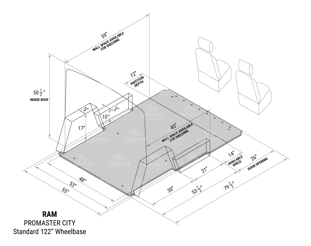 RAM ProMaster City Interior Cargo Measurements Upfit Supply
