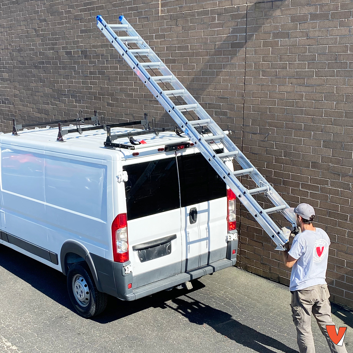 The Vantech Roller Bar is a great cargo van accessory for ladder racks