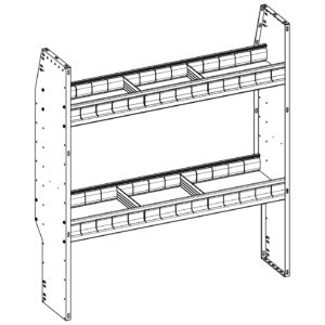 Aluminum Adjustable 2 Shelf Unit - 42" W x 46" H x 13" D