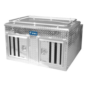 UWS Bright Aluminum 48" X 48" Double-Door Dog Box With Full Enclosure & Storage