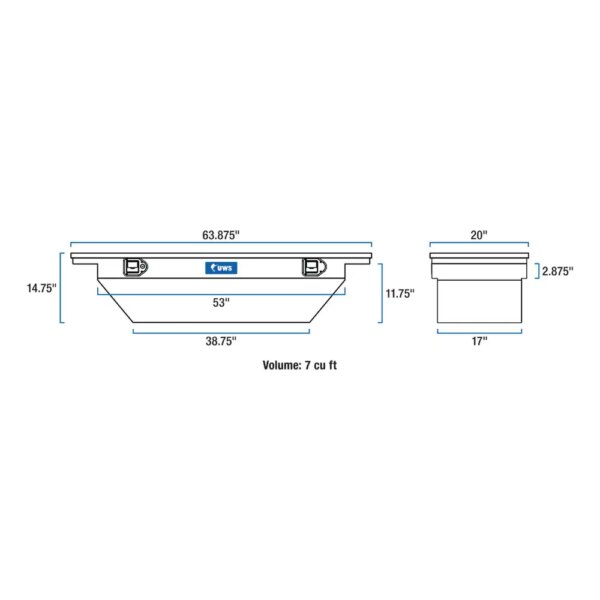 UWS Crossover Tool Box - 63-in - Low Profile Lid - Angled - Image 2