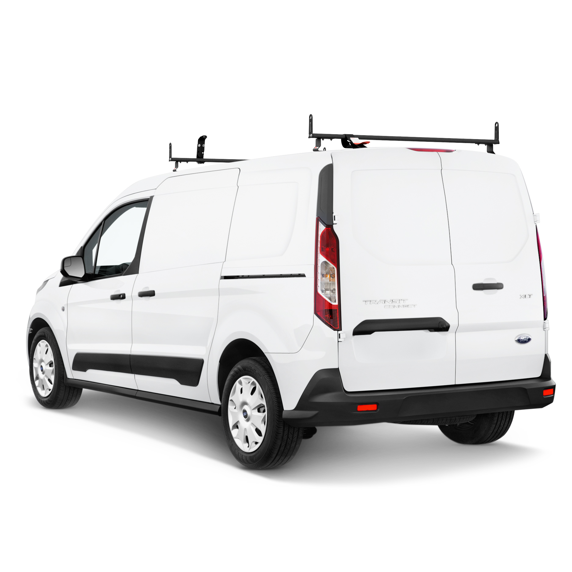 J2000 Aluminum Ladder Roof Rack 2 bar System with Accessories for a 2014-Newer Transit Connect Black 